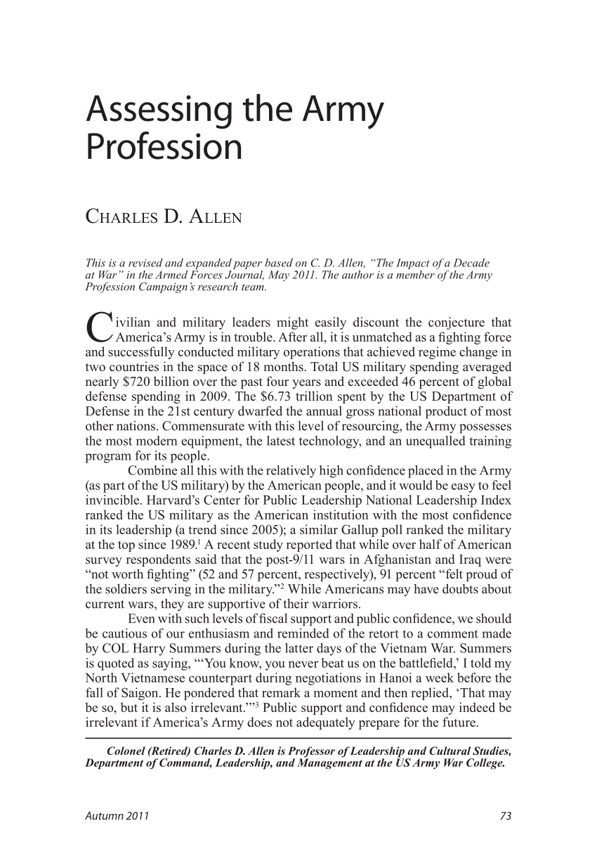 the unyielding duty stewards of the profession army an insightful essay